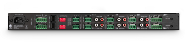2 X 120W MIXER AMPLIFIER (8 INPUTS, 2 OUTPUTS), FANLESS, 120W @ 4/8 OHMS AND 70/100V, 1RU FULL-RACK
